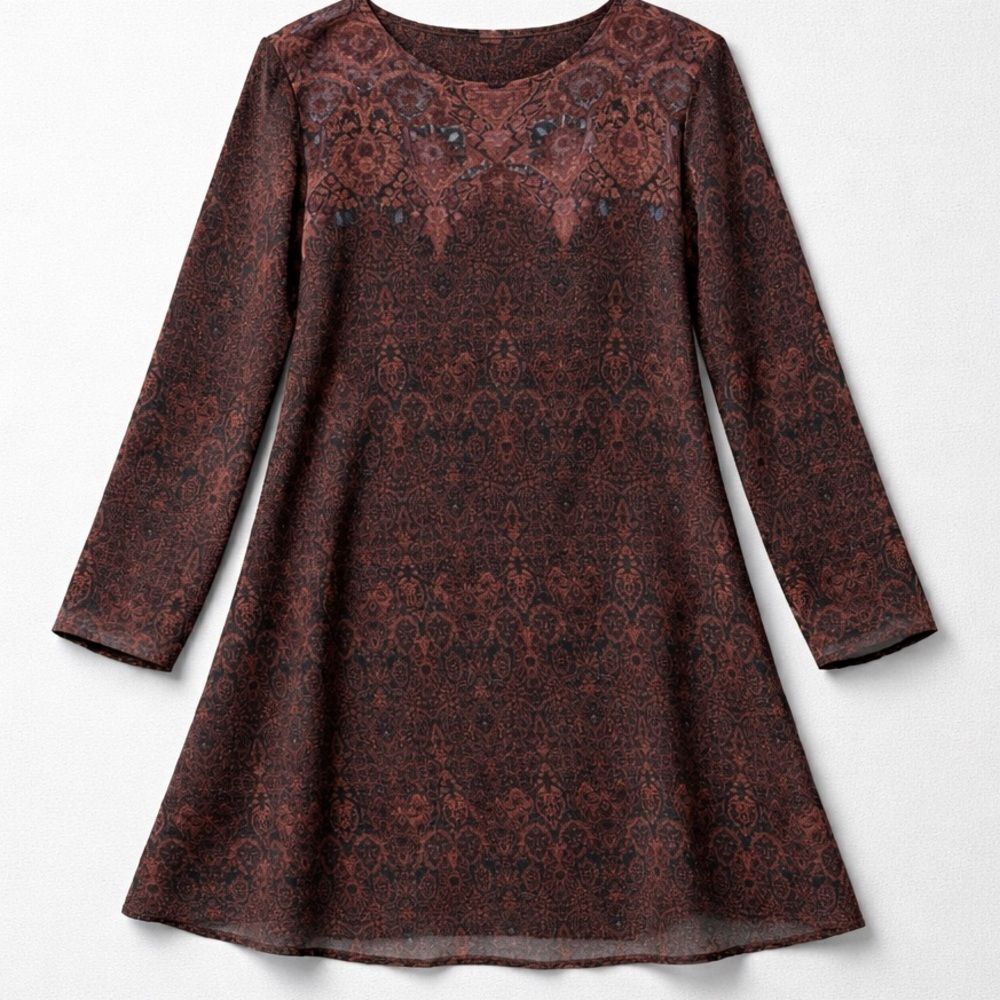 Ecote brown and black print swing dress
